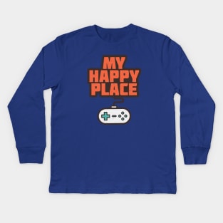 Video Games Are My Happy Place Slogan Kids Long Sleeve T-Shirt